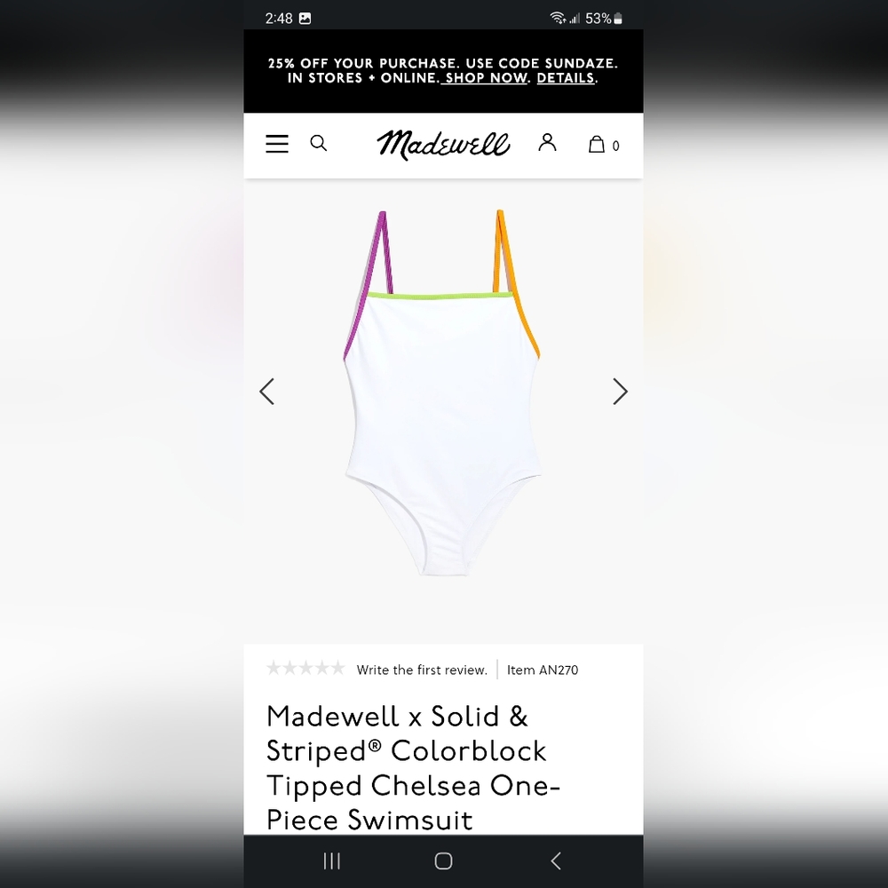 Madewell x Solid & Striped® Colorblock Tipped Chelsea One-Piece Swimsuit
